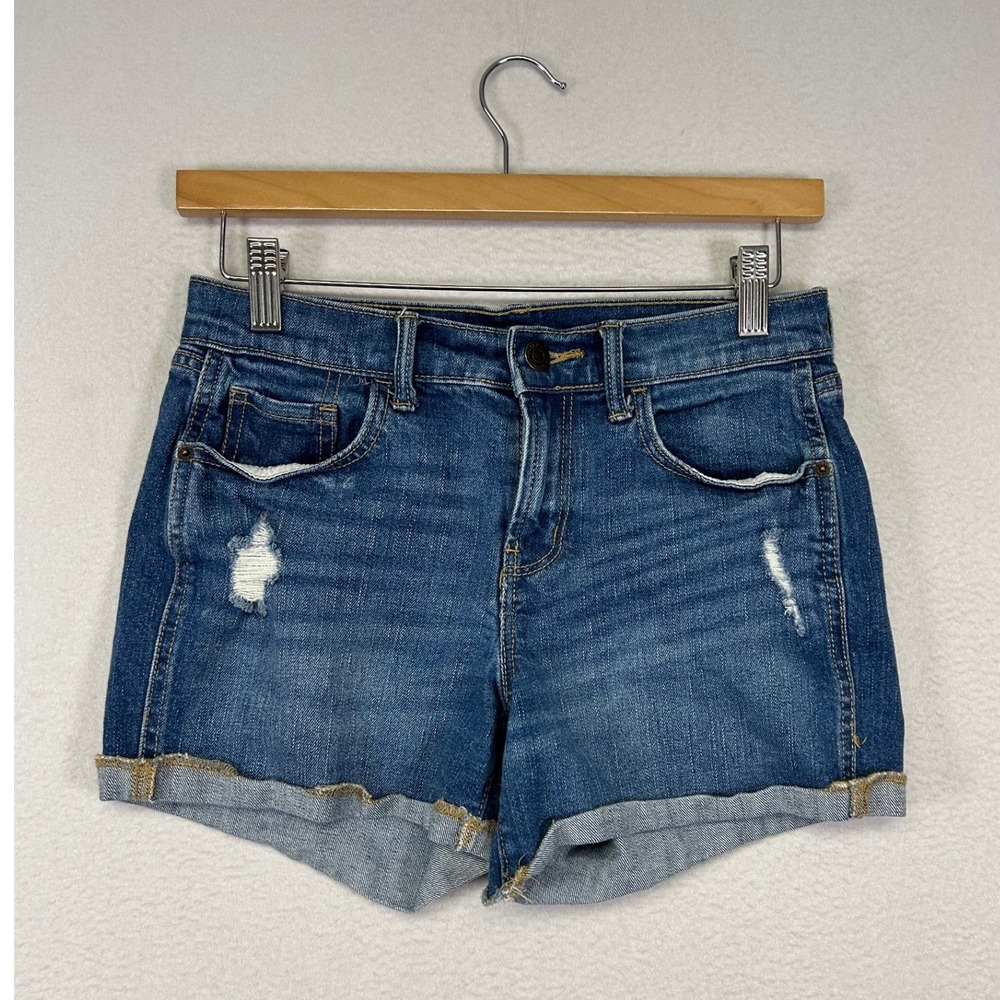 Casual Summer Old Navy‎ Womens Size 0 Blue Distressed Cuffed Boyfriend Shorts